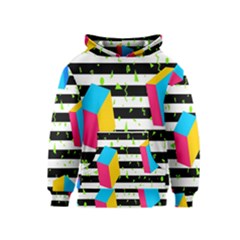 Cube Line Polka Dots Horizontal Triangle Pink Yellow Blue Green Black Flag Kids  Pullover Hoodie by Mariart