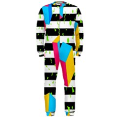 Cube Line Polka Dots Horizontal Triangle Pink Yellow Blue Green Black Flag Onepiece Jumpsuit (men)  by Mariart