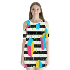 Cube Line Polka Dots Horizontal Triangle Pink Yellow Blue Green Black Flag Shoulder Cutout Velvet  One Piece