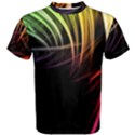 Colorful Abstract Fantasy Modern Green Gold Purple Light Black Line Men s Cotton Tee View1