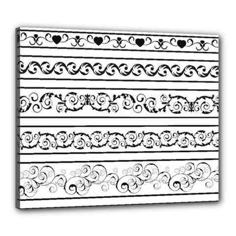 Black White Decorative Ornaments Canvas 24  X 20 