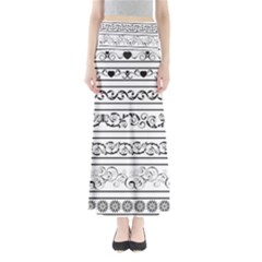 Black White Decorative Ornaments Maxi Skirts by Mariart