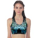 blue and green feather collier Sports Bra View1