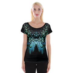 Blue And Green Feather Collier Women s Cap Sleeve Top by UnicornFashion