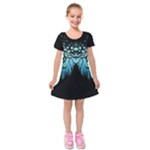 blue and green feather collier Kids  Short Sleeve Velvet Dress