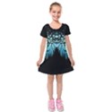 blue and green feather collier Kids  Short Sleeve Velvet Dress View1