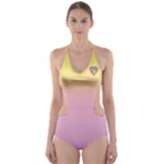 PINK and YELLOW Cut-Out One Piece Swimsuit