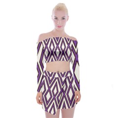 Diamond Key Stripe Purple Chevron Off Shoulder Top With Skirt Set by Mariart