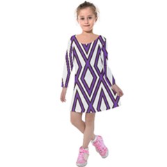 Diamond Key Stripe Purple Chevron Kids  Long Sleeve Velvet Dress