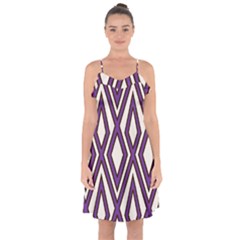 Diamond Key Stripe Purple Chevron Ruffle Detail Chiffon Dress by Mariart