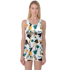 Flowers Duck Legs Line One Piece Boyleg Swimsuit by Mariart