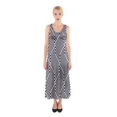 Escher Striped Black And White Plain Vinyl Sleeveless Maxi Dress by Mariart