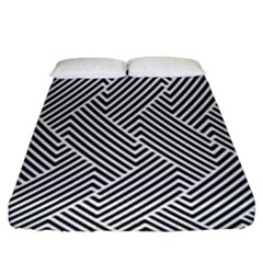 Escher Striped Black And White Plain Vinyl Fitted Sheet (king Size) by Mariart