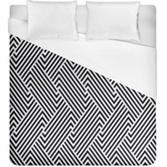 Escher Striped Black And White Plain Vinyl Duvet Cover (king Size) by Mariart