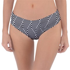 Escher Striped Black And White Plain Vinyl Reversible Classic Bikini Bottoms