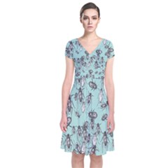 Cockroach Insects Short Sleeve Front Wrap Dress by Mariart