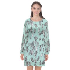 Cockroach Insects Long Sleeve Chiffon Shift Dress  by Mariart