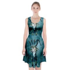 The Billy Goat  Skull With Feathers And Flowers Racerback Midi Dress