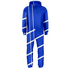 Line Stripes Blue Hooded Jumpsuit (men)  by Mariart