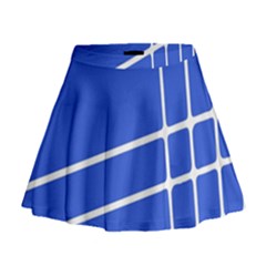 Line Stripes Blue Mini Flare Skirt by Mariart