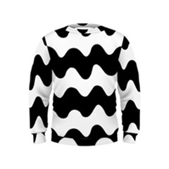 Lokki Cotton White Black Waves Kids  Sweatshirt by Mariart