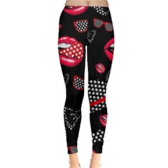 Lip Hat Vector Hipster Example Image Star Sexy Black Red Leggings  by Mariart