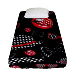 Lip Hat Vector Hipster Example Image Star Sexy Black Red Fitted Sheet (single Size)