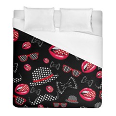 Lip Hat Vector Hipster Example Image Star Sexy Black Red Duvet Cover (full/ Double Size) by Mariart