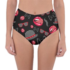 Lip Hat Vector Hipster Example Image Star Sexy Black Red Reversible High-waist Bikini Bottoms by Mariart