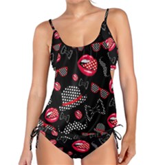 Lip Hat Vector Hipster Example Image Star Sexy Black Red Tankini by Mariart