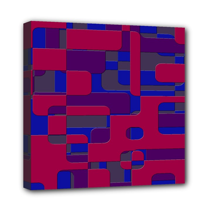 Offset Puzzle Rounded Graphic Squares In A Red And Blue Colour Set Mini Canvas 8  x 8 
