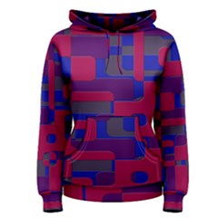 Offset Puzzle Rounded Graphic Squares In A Red And Blue Colour Set Women s Pullover Hoodie by Mariart