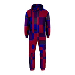 Offset Puzzle Rounded Graphic Squares In A Red And Blue Colour Set Hooded Jumpsuit (kids)