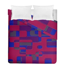 Offset Puzzle Rounded Graphic Squares In A Red And Blue Colour Set Duvet Cover Double Side (full/ Double Size) by Mariart