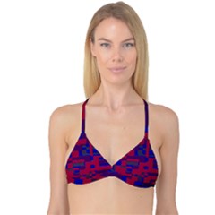 Offset Puzzle Rounded Graphic Squares In A Red And Blue Colour Set Reversible Tri Bikini Top by Mariart