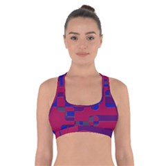 Offset Puzzle Rounded Graphic Squares In A Red And Blue Colour Set Cross Back Sports Bra