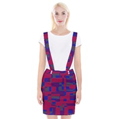 Offset Puzzle Rounded Graphic Squares In A Red And Blue Colour Set Braces Suspender Skirt by Mariart