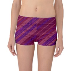 Maroon Striped Texture Reversible Boyleg Bikini Bottoms by Mariart