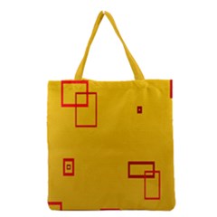 Overlap Squares Orange Plaid Red Grocery Tote Bag by Mariart