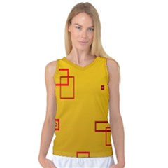 Overlap Squares Orange Plaid Red Women s Basketball Tank Top