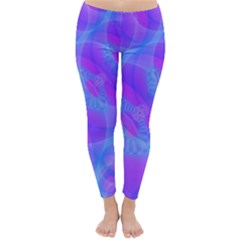 Original Purple Blue Fractal Composed Overlapping Loops Misty Translucent Classic Winter Leggings by Mariart