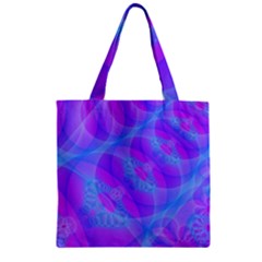 Original Purple Blue Fractal Composed Overlapping Loops Misty Translucent Zipper Grocery Tote Bag