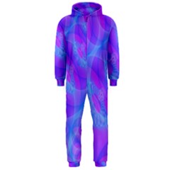 Original Purple Blue Fractal Composed Overlapping Loops Misty Translucent Hooded Jumpsuit (men)  by Mariart