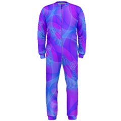 Original Purple Blue Fractal Composed Overlapping Loops Misty Translucent Onepiece Jumpsuit (men)  by Mariart