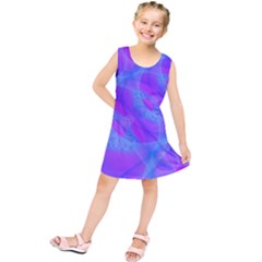 Original Purple Blue Fractal Composed Overlapping Loops Misty Translucent Kids  Tunic Dress by Mariart