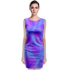 Original Purple Blue Fractal Composed Overlapping Loops Misty Translucent Sleeveless Velvet Midi Dress