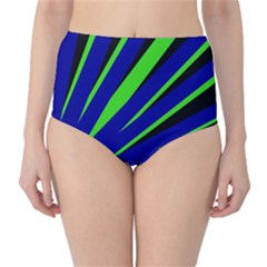 Rays Light Chevron Blue Green Black High-waist Bikini Bottoms by Mariart