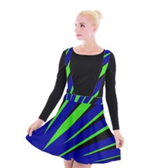 Rays Light Chevron Blue Green Black Suspender Skater Skirt by Mariart