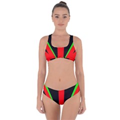 Rays Light Chevron Green Red Black Criss Cross Bikini Set