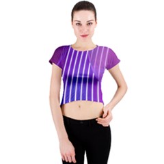 Rays Light Chevron Blue Purple Line Light Crew Neck Crop Top